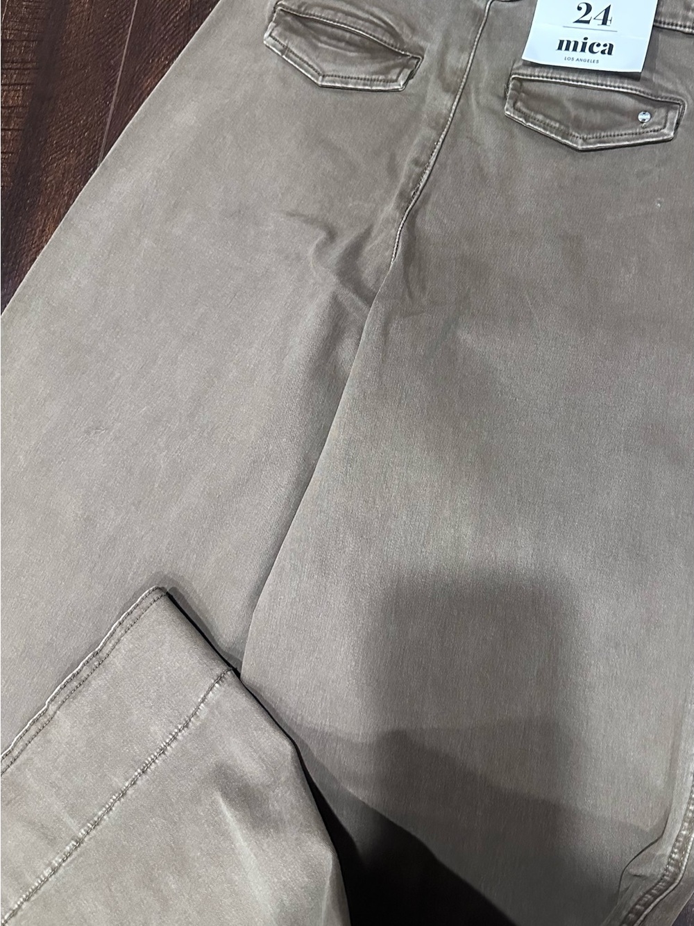 mica High-Rise Wide-Leg Jeans in Taupe